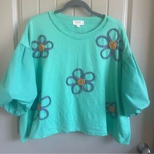 ODDY Aqua Floral Blouse